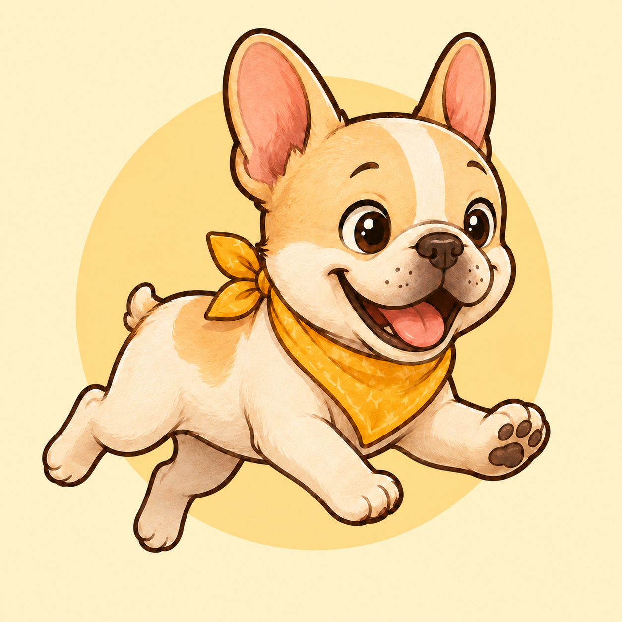 A happy French Bulldog running